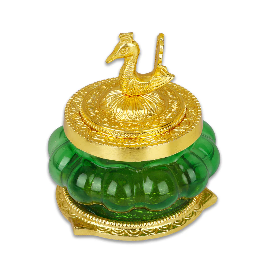 Kubera Pot - 4.25 Inches | Kubera Lakshmi Pot/ Green Colour Lakshmi Kubera Pot for Pooja