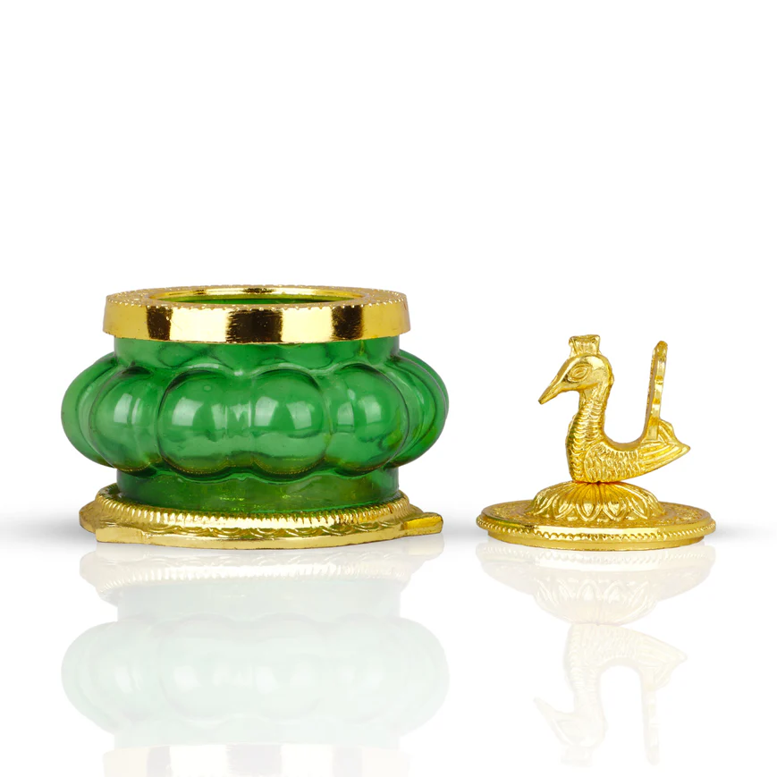 Kubera Pot - 4.25 Inches | Kubera Lakshmi Pot/ Green Colour Lakshmi Kubera Pot for Pooja