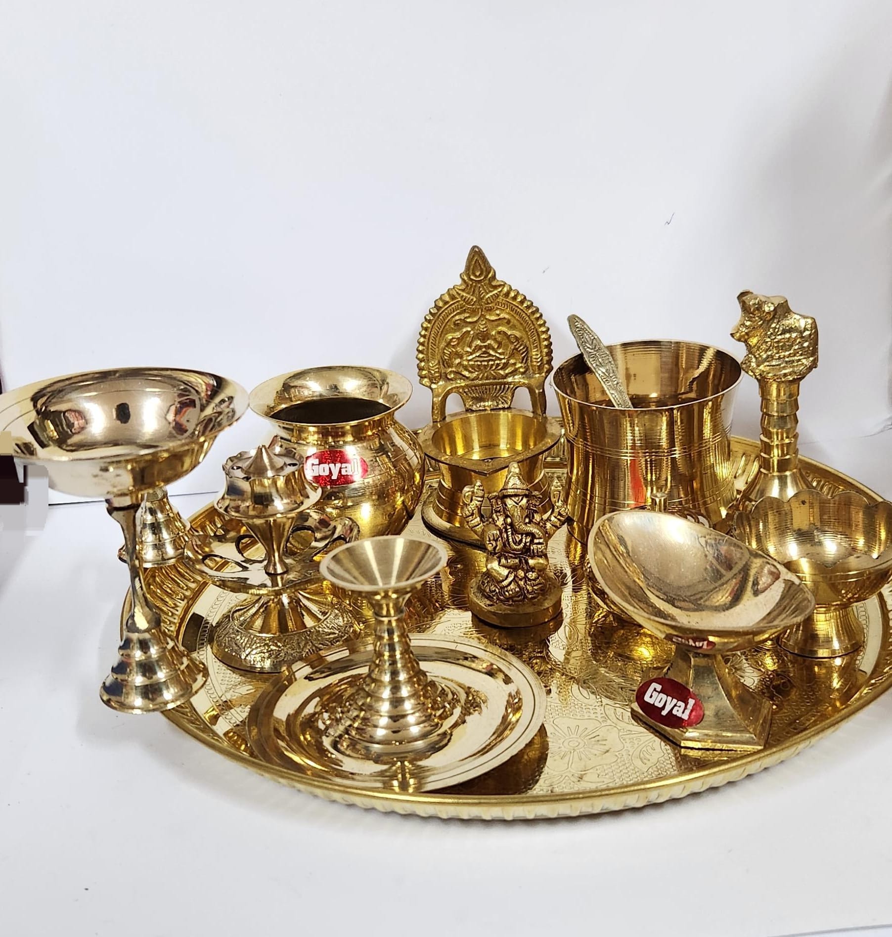 BRASS PUJA THALI FULL SET - 13 ITEMS
