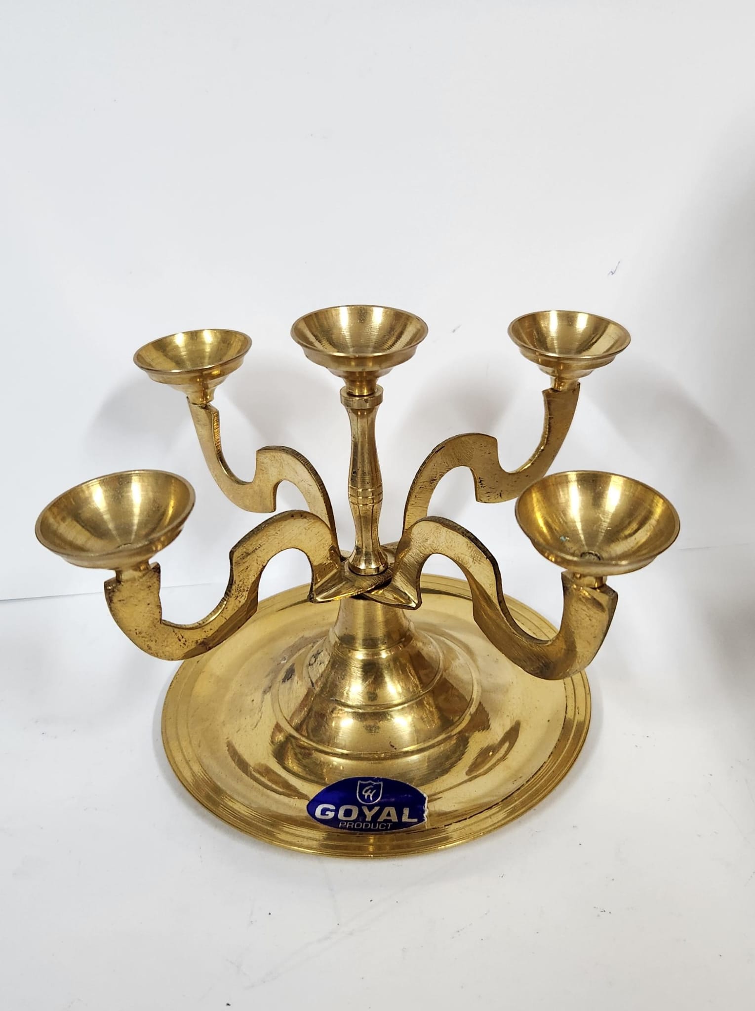 Brass Five Face Kapur Arti Holder (M) -  W 10.1 CM x H 10.1 CM