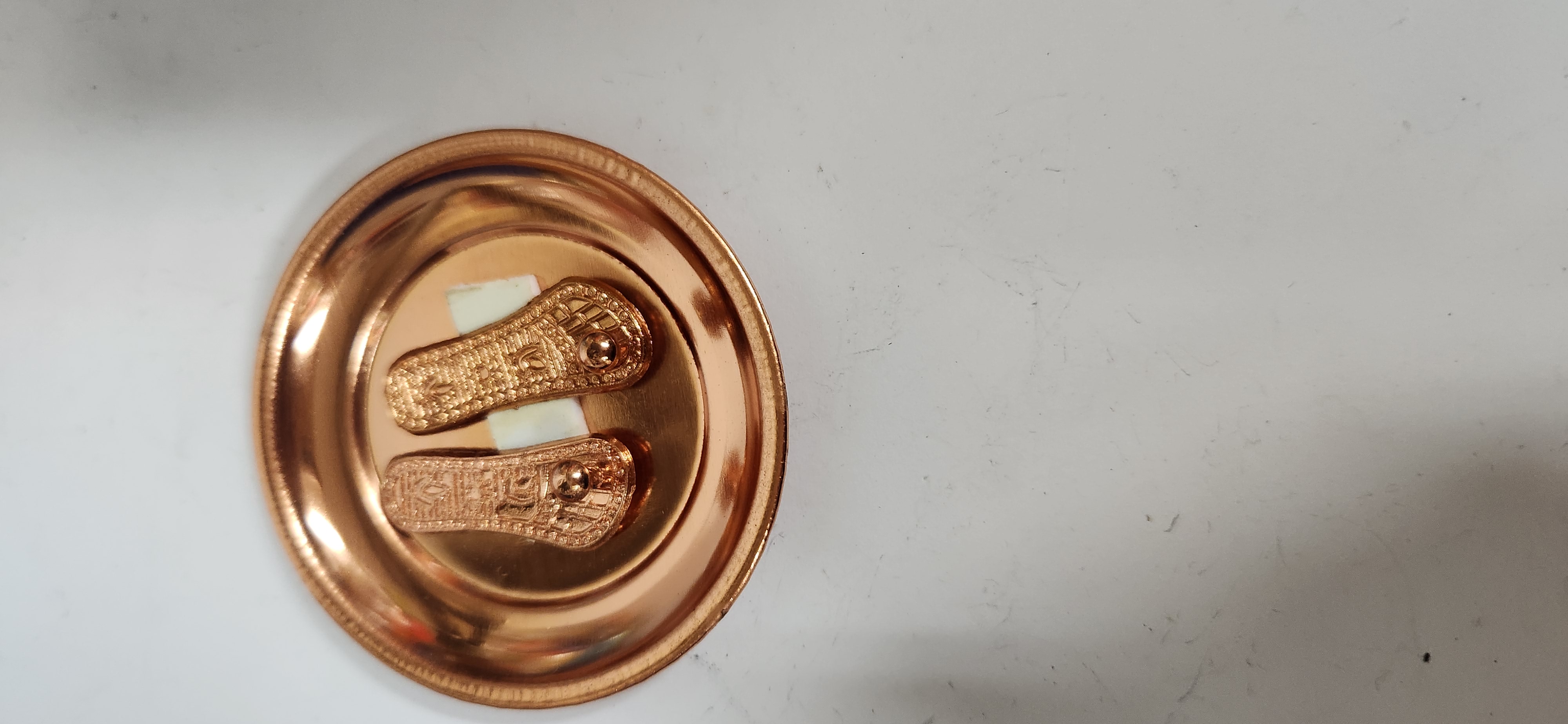 COPPER CHARN PADUKA WITH COPPER PLATE (S) SIZE