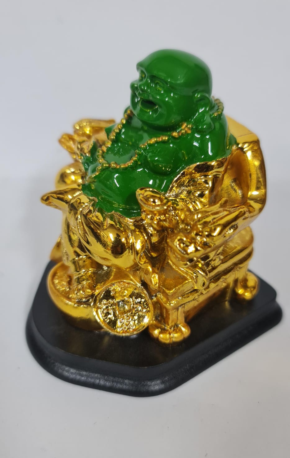 GOLD& GREEN KUBER STATUE - Size (S) - Height 10 cm