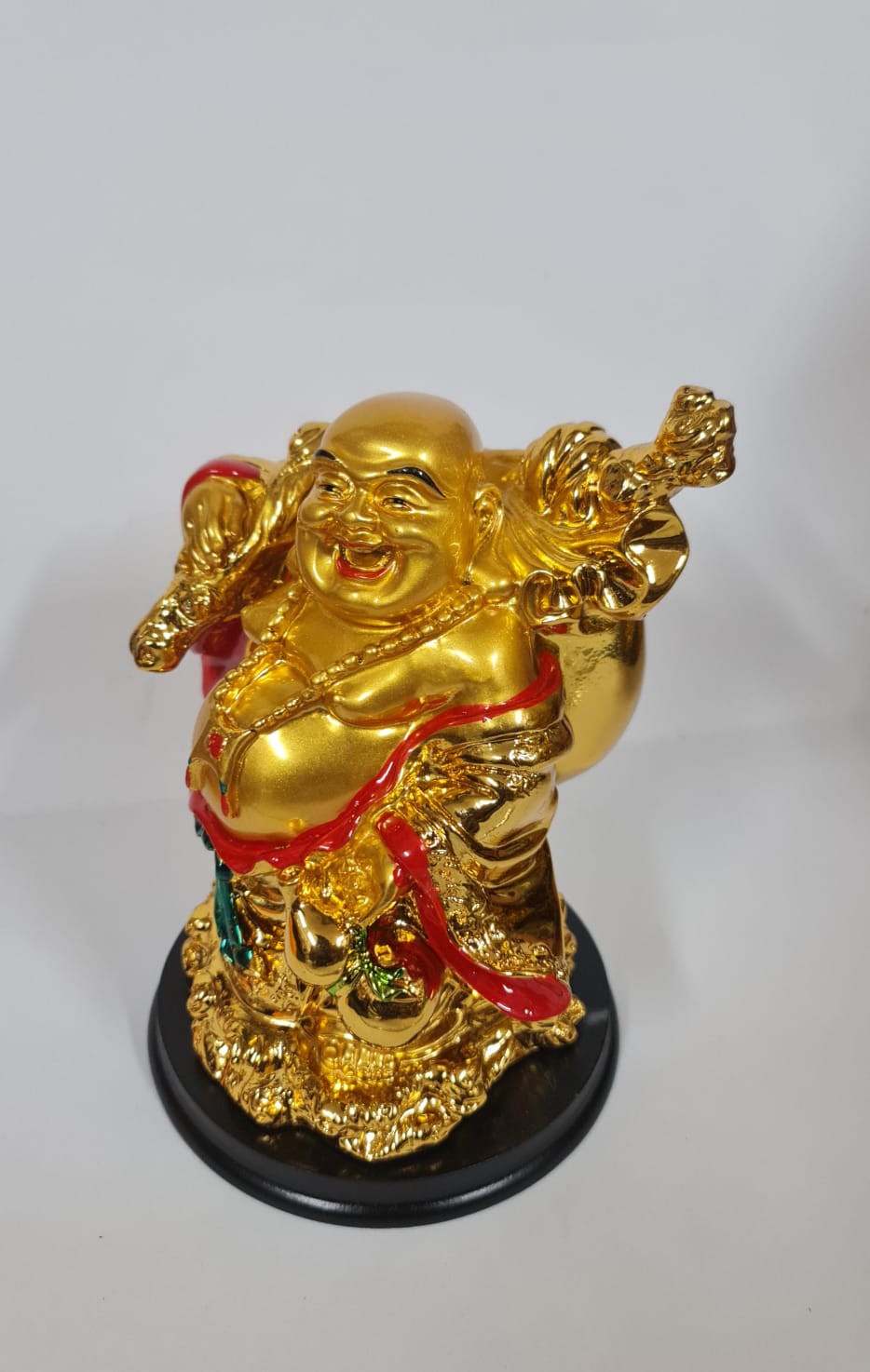 GOLD LAUGHING BUDDHA STATUE - Size (M) - Height 10.7 cm