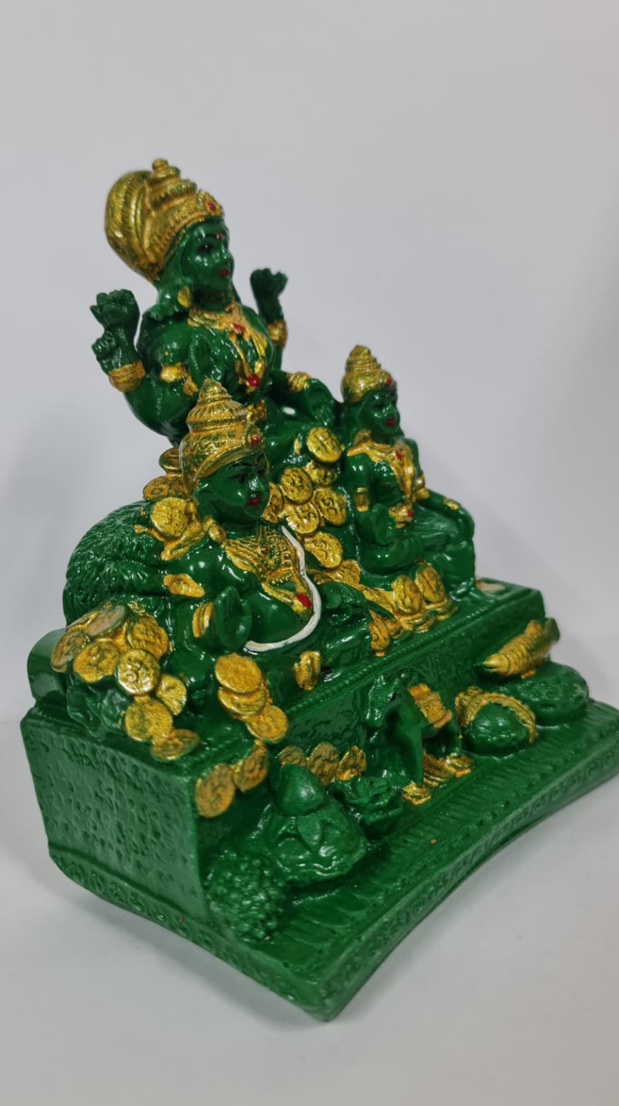 GREEN LAKSHMI KUBER STATUE - Size (L) - Height 10.7 cm