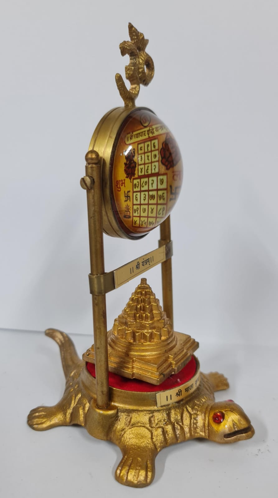 BRASS VASTU / FENG SHUI/ TORTOISE SHREE YANTRA WITH PYRAMID & SWASTIK