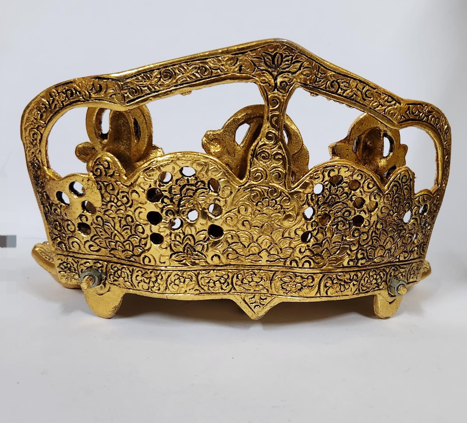 Metal Ganesha Lakshmi and Saraswati With Diya - Medium