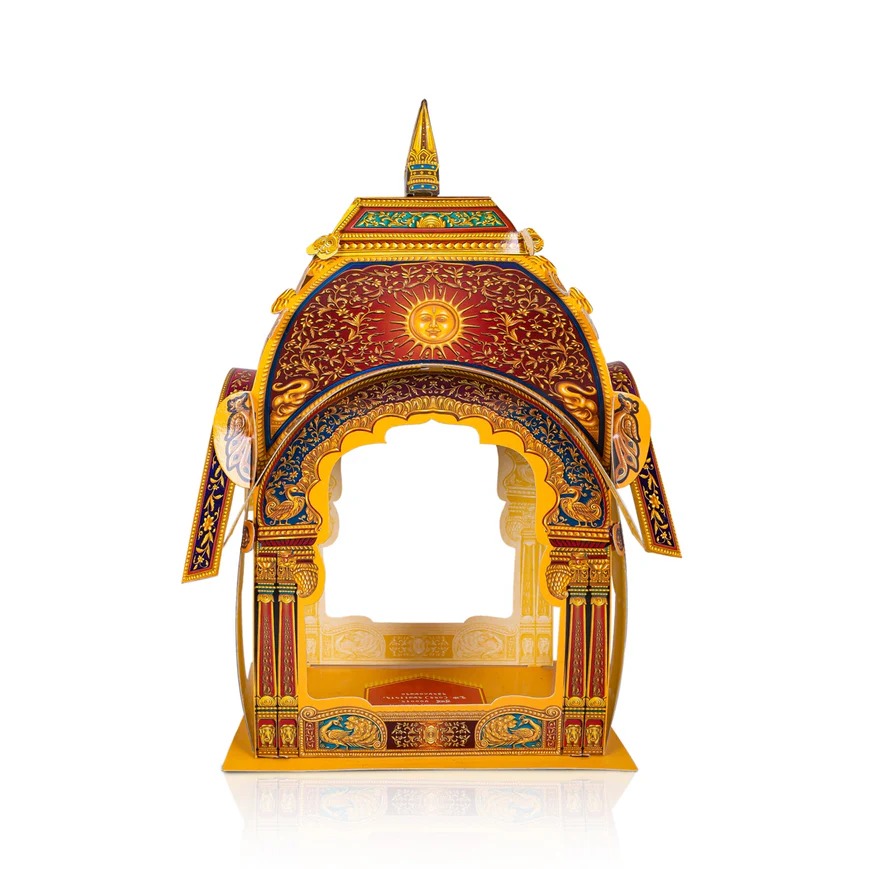 Ganpati Decoration Mandir - 10 x 7 Inches | Surya Makhar Design Paper Mandir/ Eco Friendly Mandir Decoration
