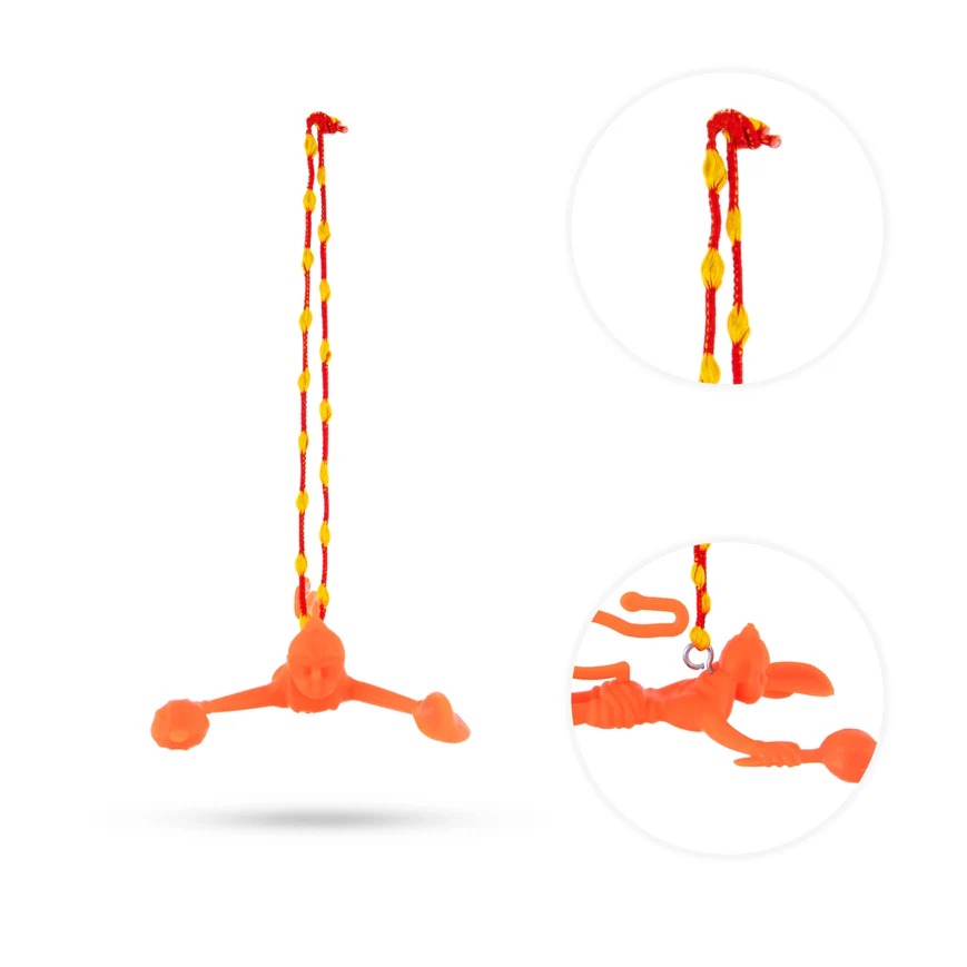 Hanuman Car Hanging - 5 x 4 Inches | Car Mirror Hanging/ Orange Colour Hanuman for Car Mirror Hanger