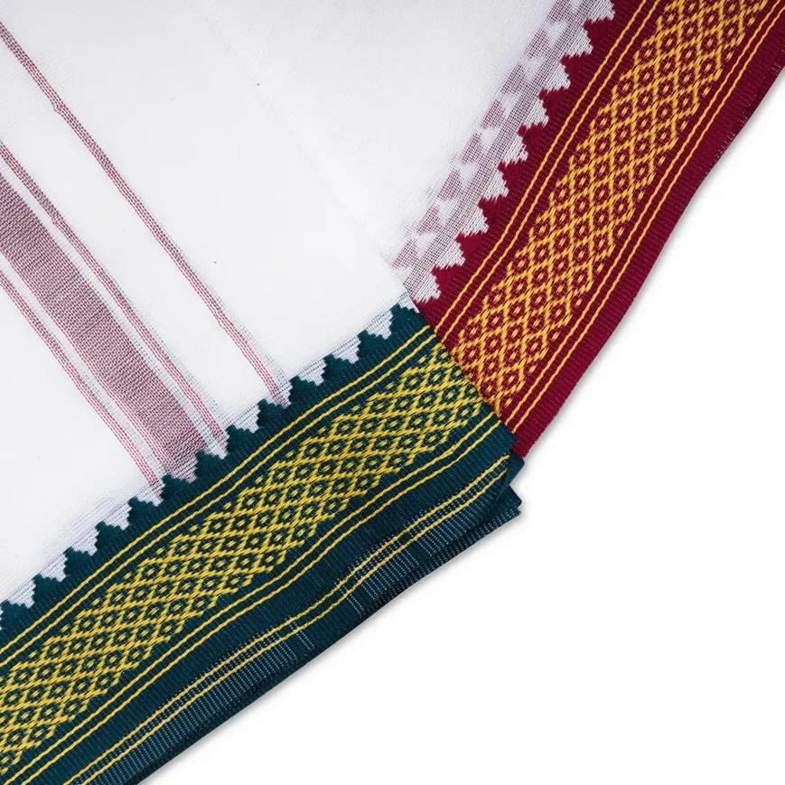 Veshti - 9 x 5 Yards | White Colour Dhoti/ Thalapathy Border Vesti for Men