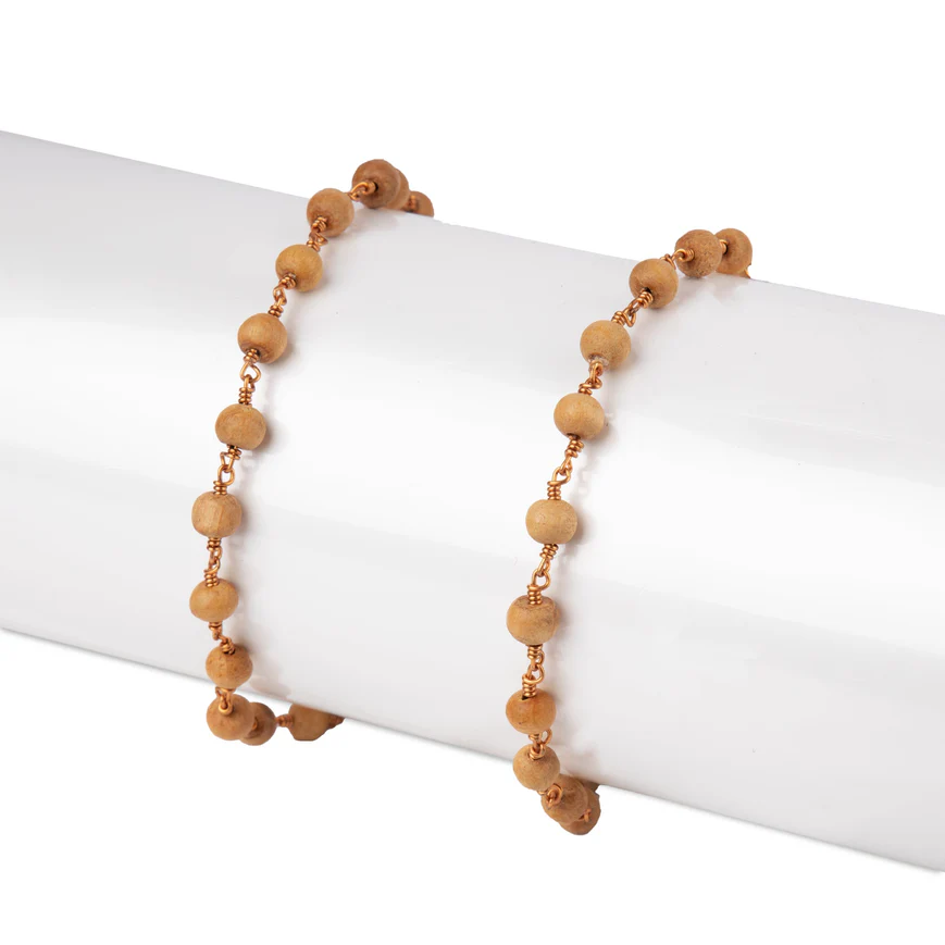 Thulsi Mala with Copper Knot - 30 Inches | 108 Beads/ 8 mm/ Tulsi Japa Mala/ Thulasi Mala for Men & Women