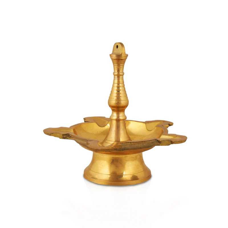 Brass Lamp - 6.75 Inches | Hanging Diya/ Thooku Vilakku/ Latkan Hanging 5 Face Deep for Home