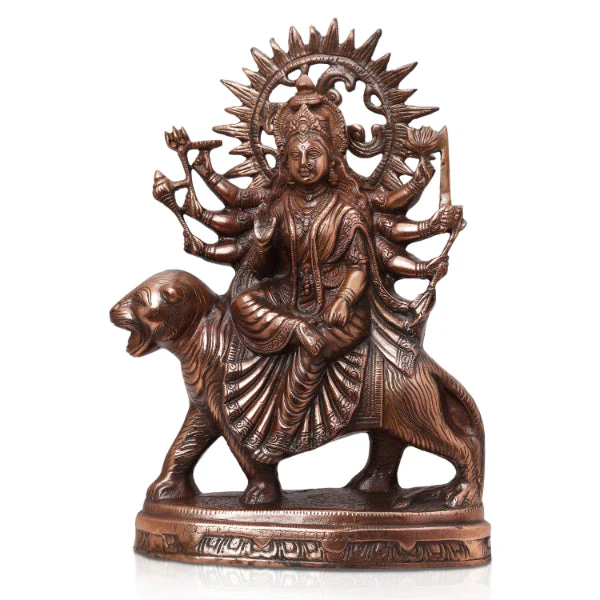 Durga Murti - 18 Inches | Durga Statue/ Copper Idol/ Durga Maa Idol for Pooja/ 2.240 Kgs Approx