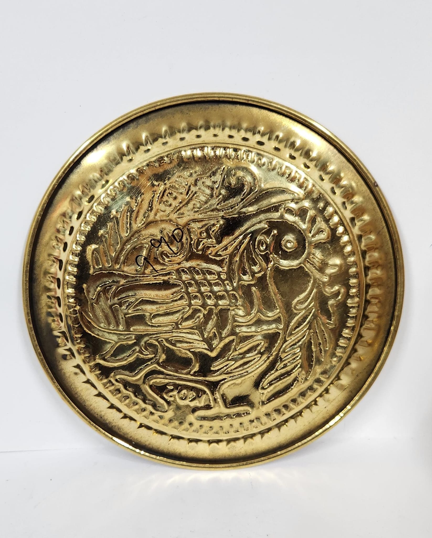 BRASS PEACOCK PUJA THALI (S) -  10.8 cm