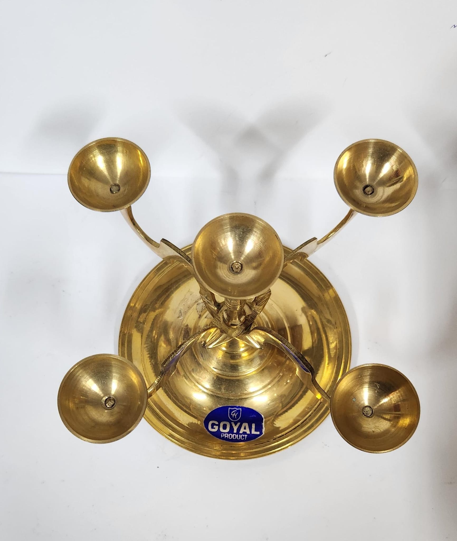 Brass Five Face Kapur Arti Holder (M) -  W 10.1 CM x H 10.1 CM