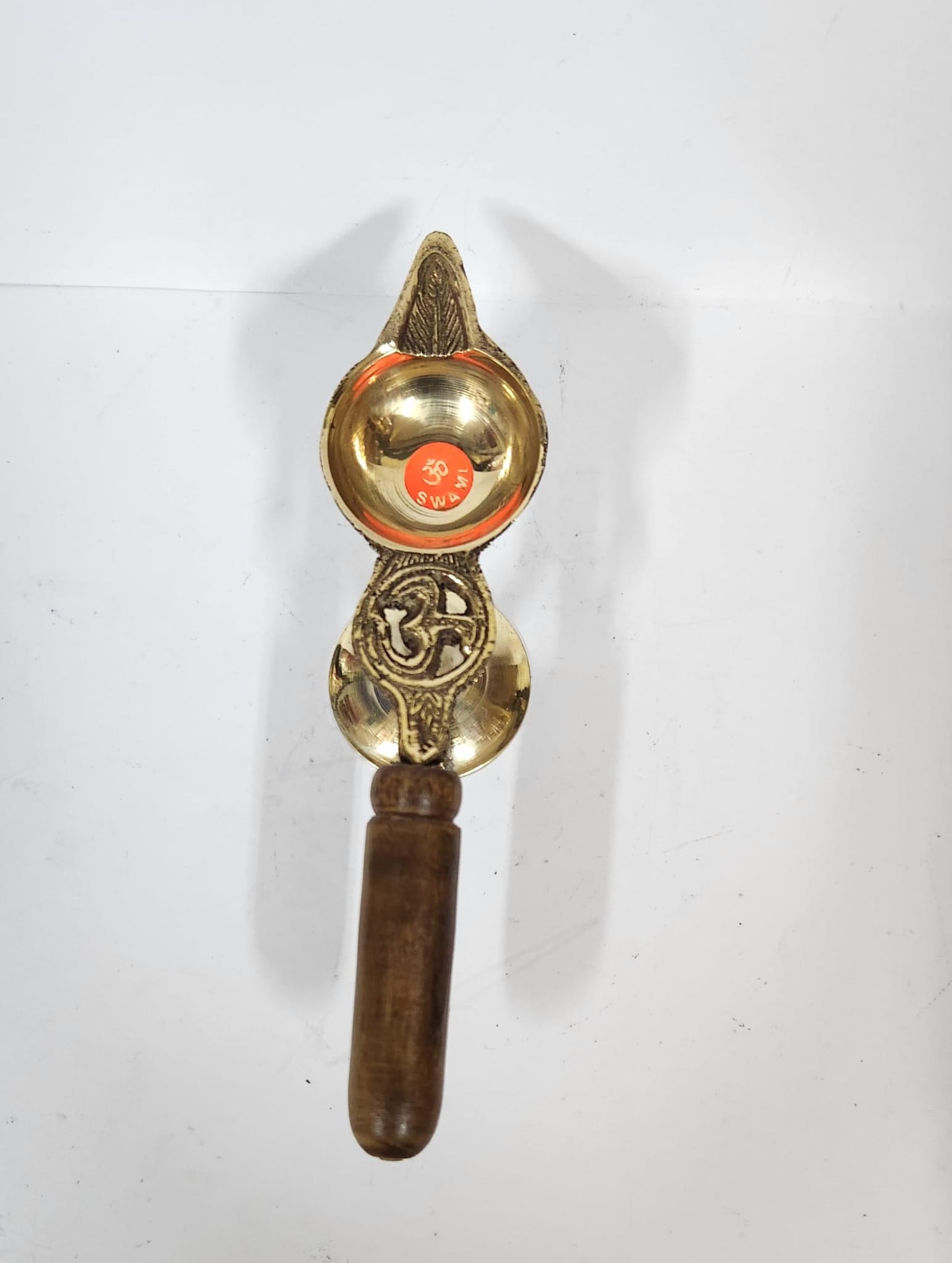 Brass Kapur/Sudam/Diya Arti Holder With Wooden Handle - (M) Size