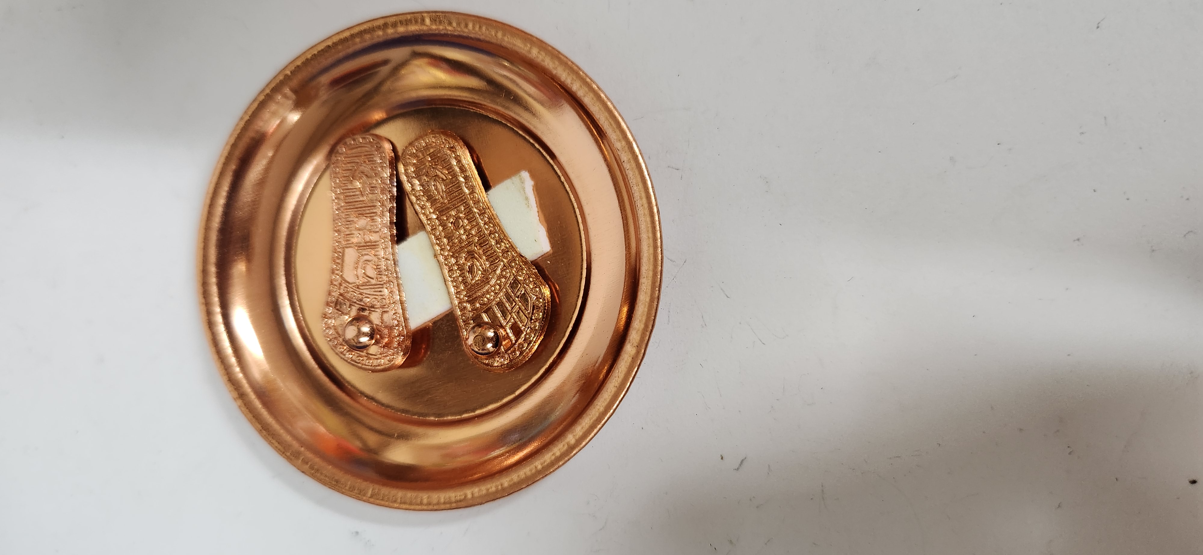 COPPER CHARN PADUKA WITH COPPER PLATE (S) SIZE