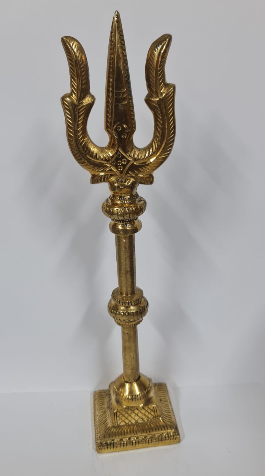 Solid Brass Trishul With Base - MEDIUM - 20.5 CM (H)