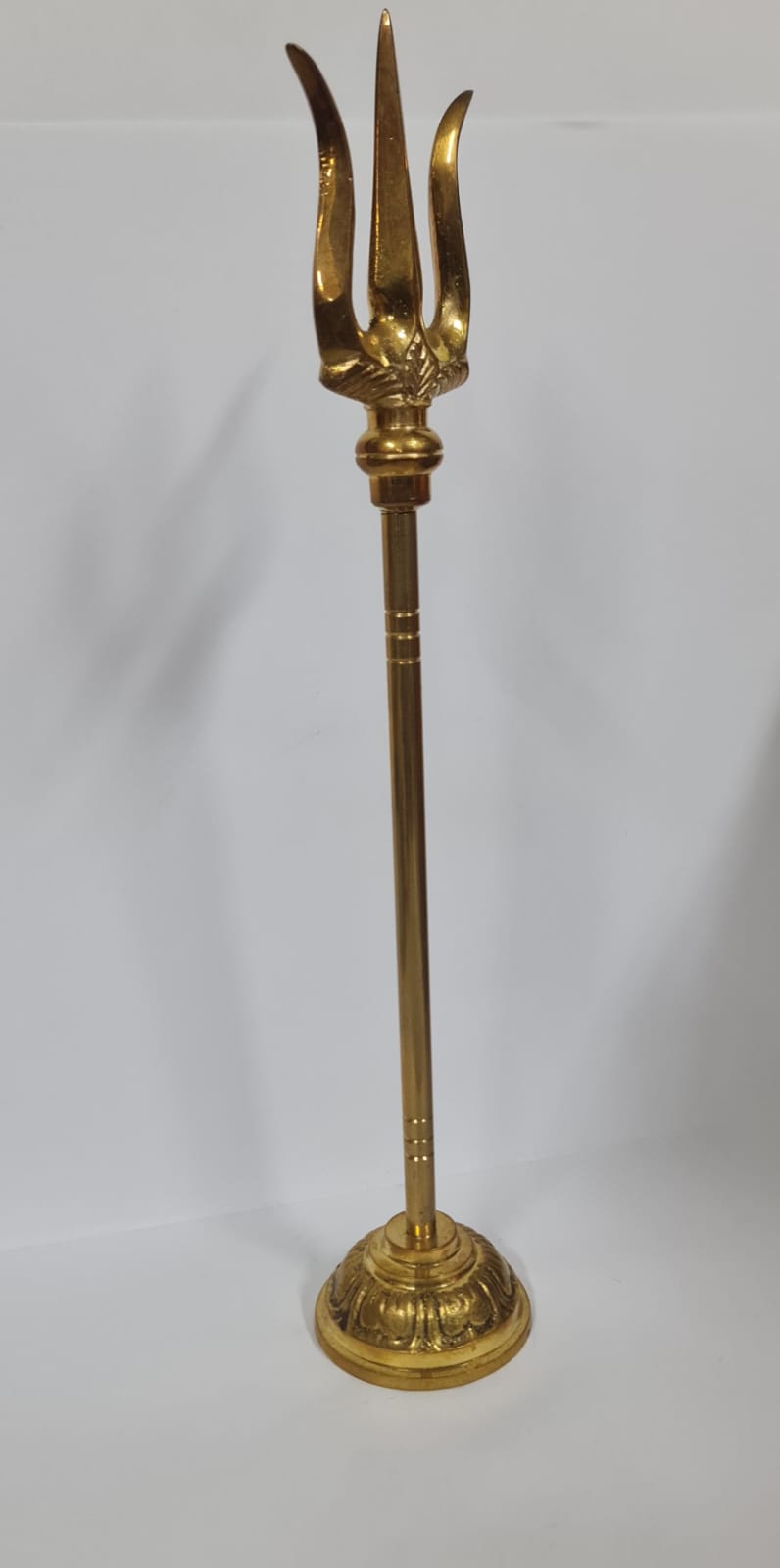 Solid Brass Trishul With Base - Medium - 20.3 CM (H)