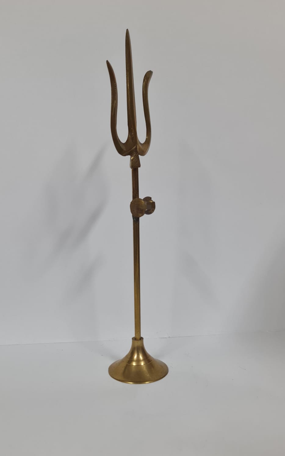 Brass Trishul With Damru - Medium Light Weight - 1.60 CM (H)
