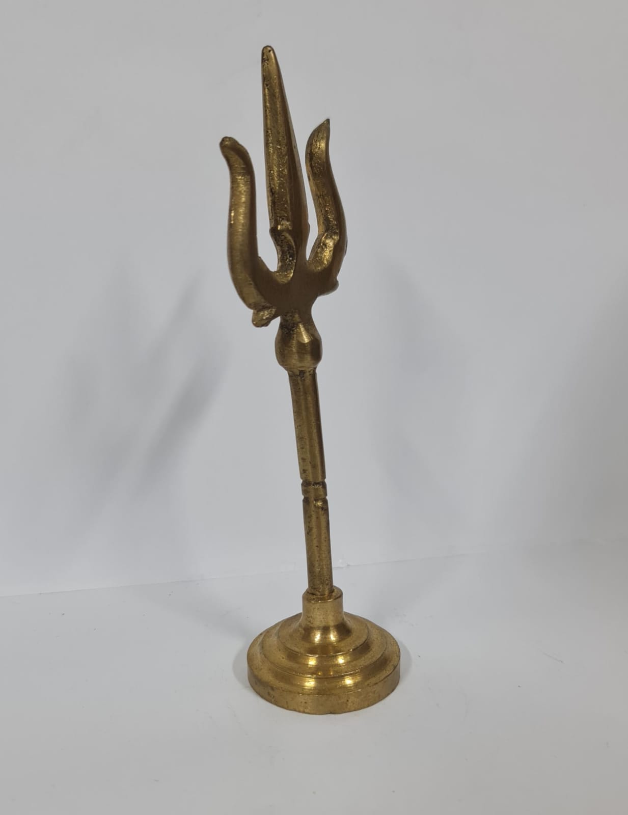Solid Brass Trishul With Base - MEDIUM - 10.4 CM (H)