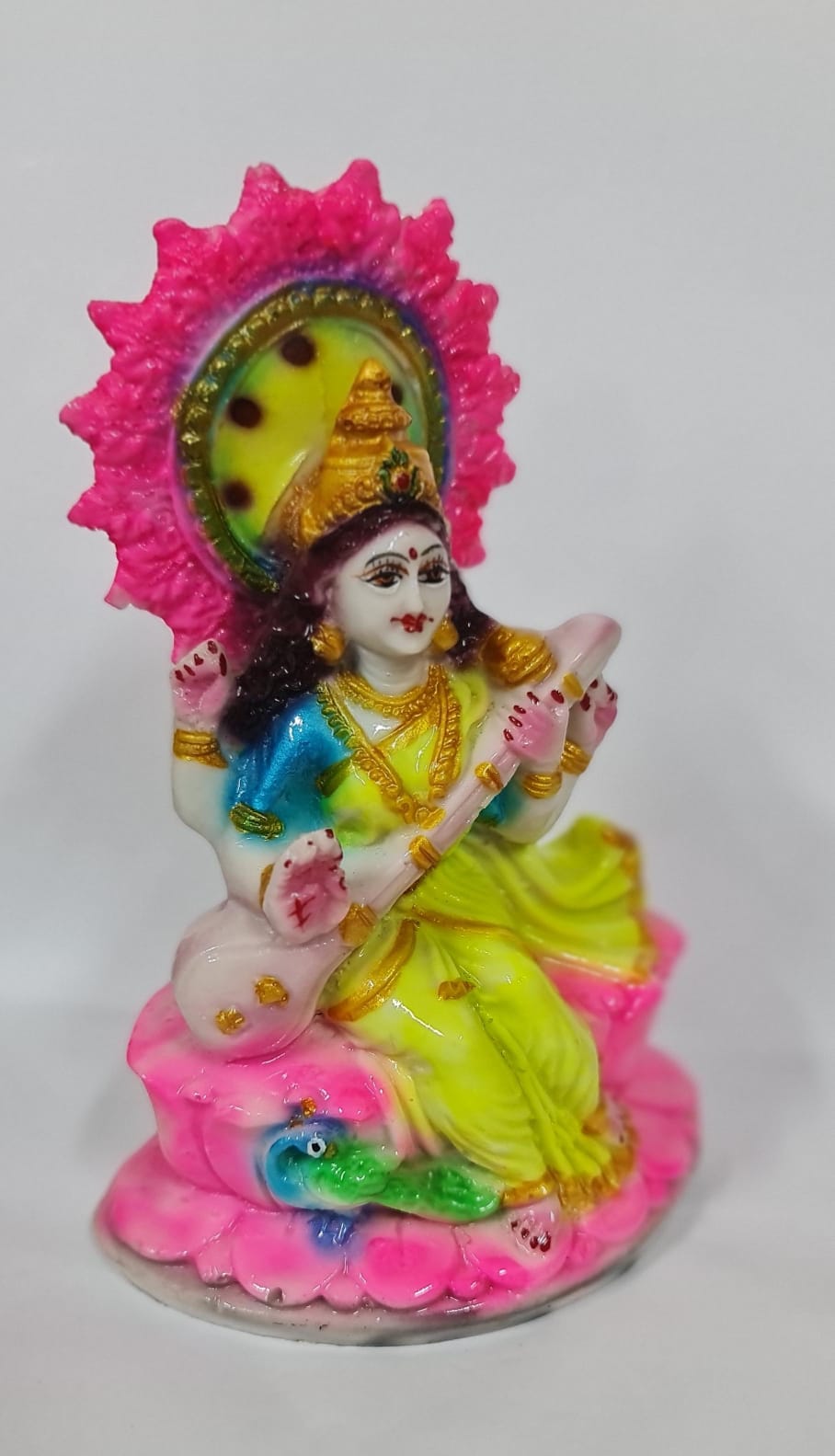 LOTUS SARASWATI STATUE - Size (M) - Height 20 cm