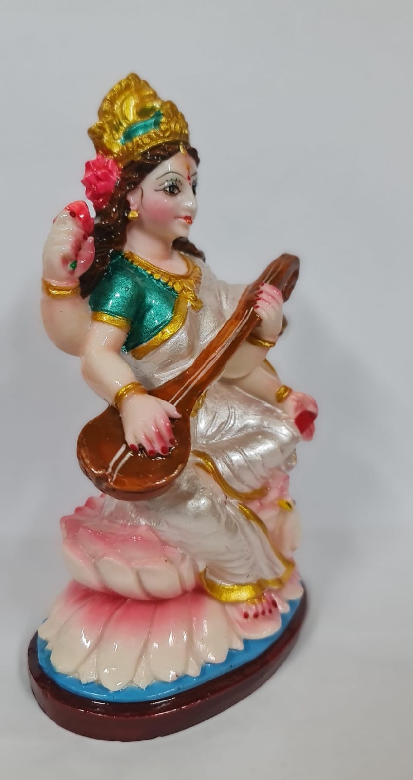 LOTUS SARASWATI STATUE - Size (M) - Height 10.6 cm