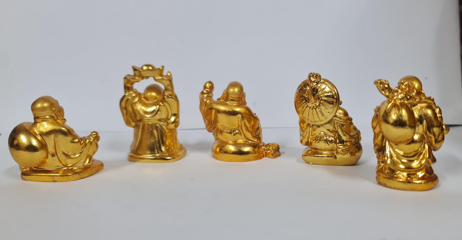 GOLD KUBER STATUE - Size (S) - Height 5 cm - Set of 5