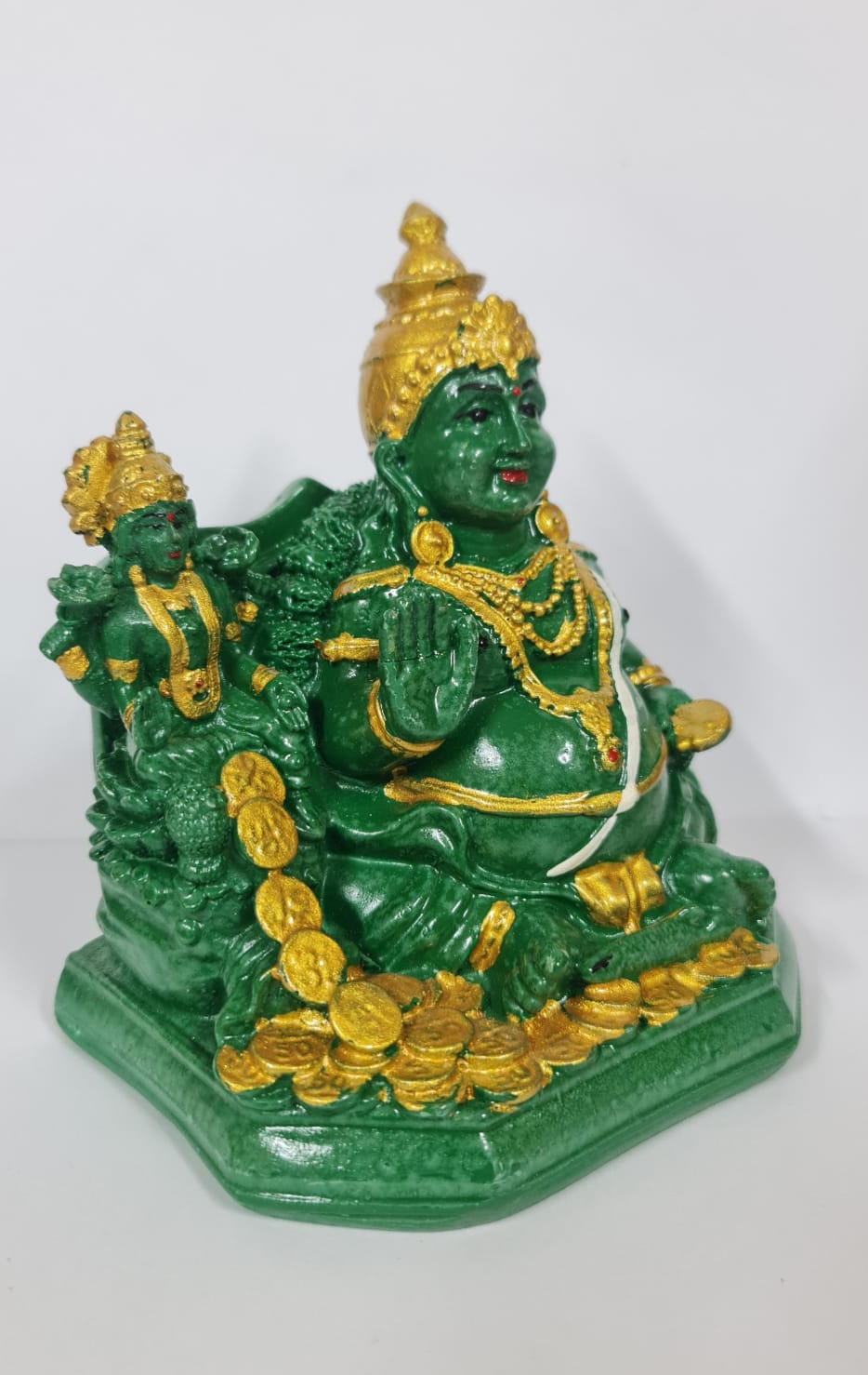 GREEN LAKSHMI KUBER STATUE - Size (M) - Height 10.4 cm