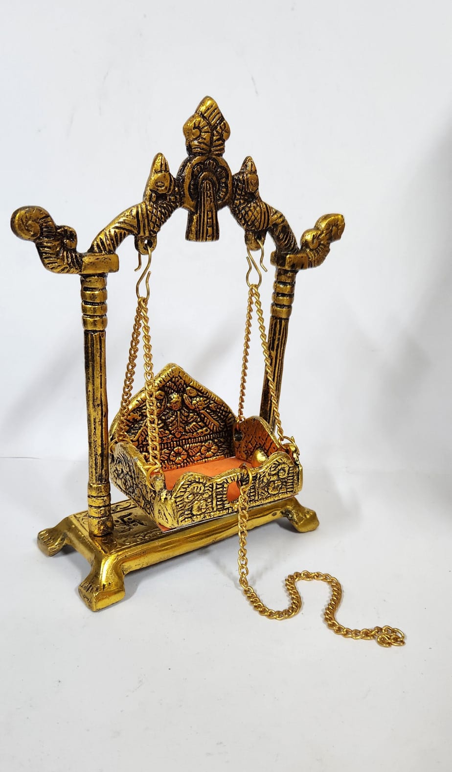 Gold polish Laddu Gopal Jhula - 10.9 cm (H) - Medium
