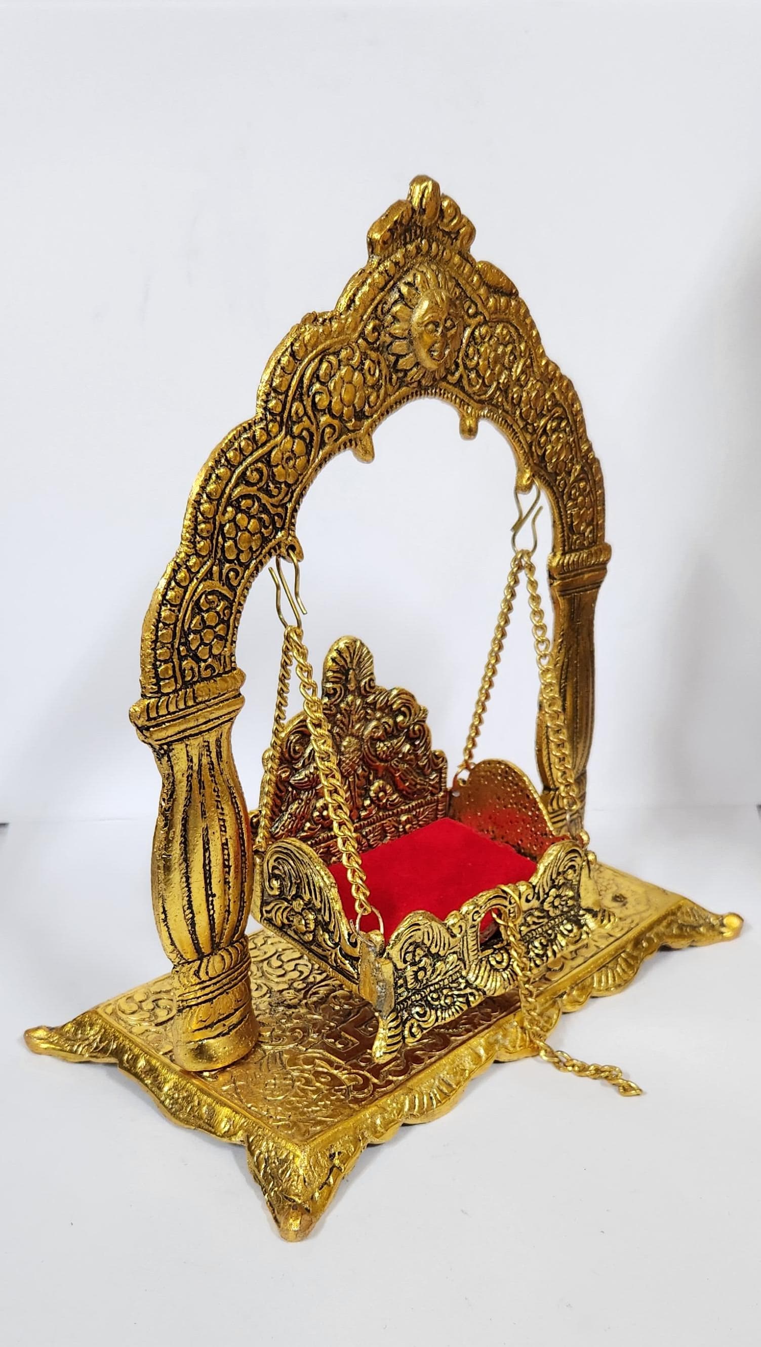 Gold polish Laddu Gopal Jhula - 20.4 cm (H) - Large