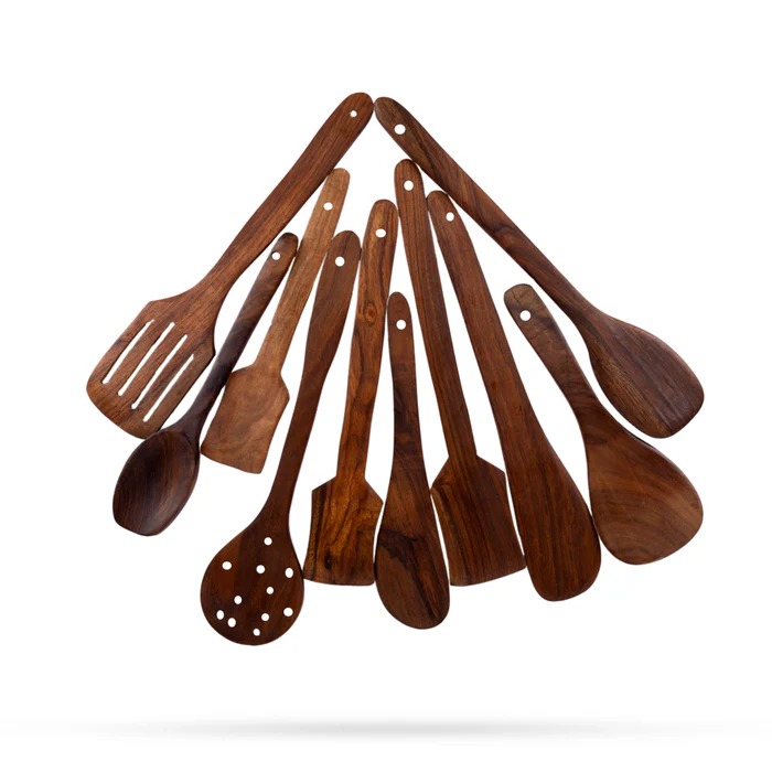 Wooden Cooking Spoon Set | 10 Pcs/ Wooden Cooking Ladles/ Kitchen Utensil Set for Home