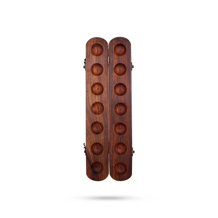 Pallanghuzi With Double Lock - 2 x 18 Inches | Traditional Games/ Mancala Game/ Wooden Board Game for Kids