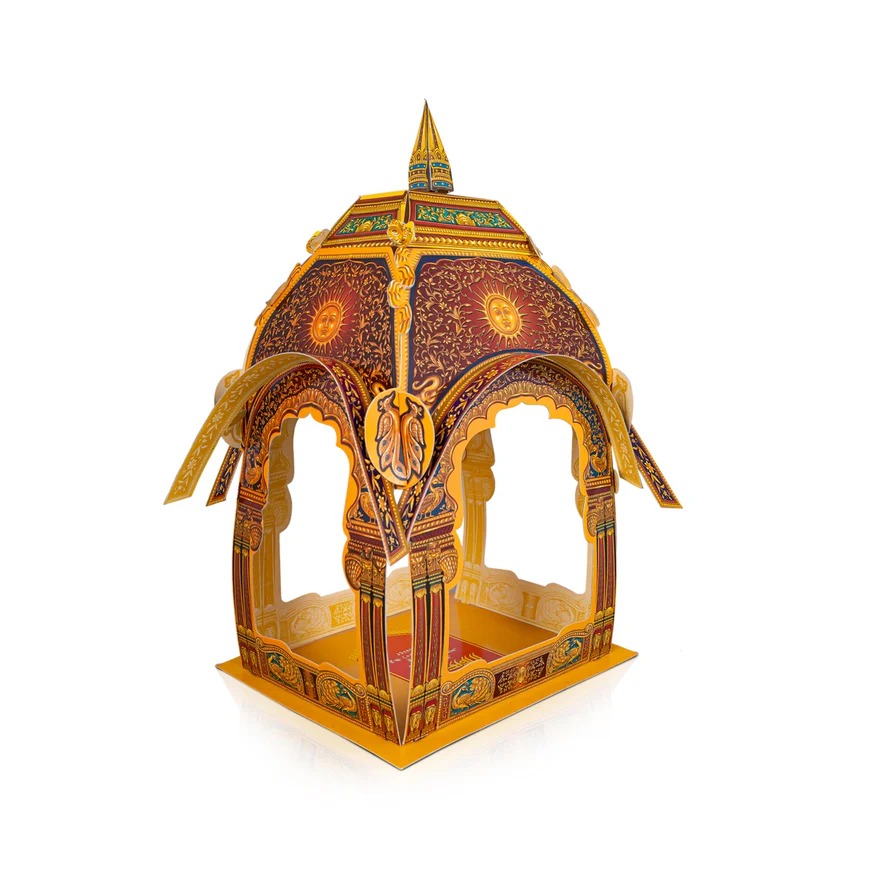 Ganpati Decoration Mandir - 10 x 7 Inches | Surya Makhar Design Paper Mandir/ Eco Friendly Mandir Decoration