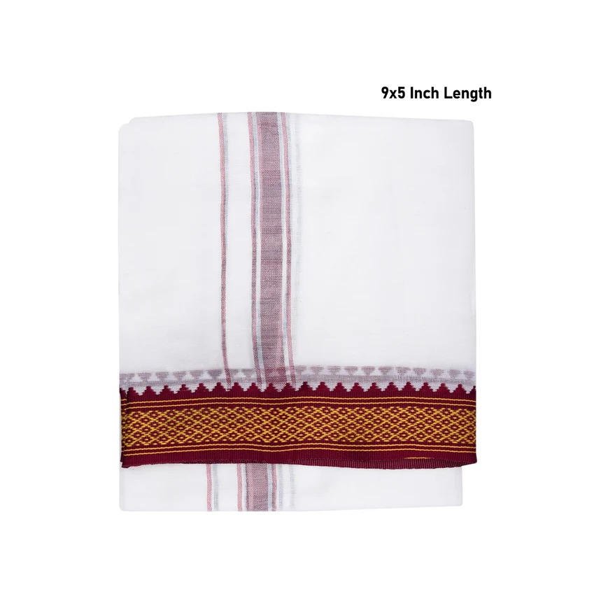 Veshti - 9 x 5 Yards | White Colour Dhoti/ Thalapathy Border Vesti for Men