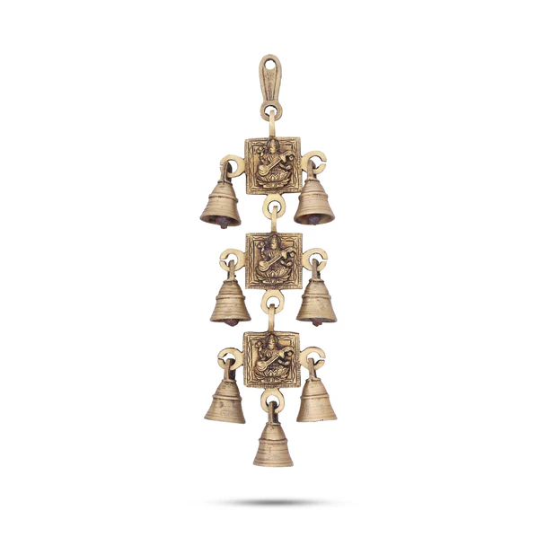Vastu Bell - 12 x 3 Inches | 3 Step Antique Brass Bell/ Hanging Bell for Home/ 580 Gms Approx