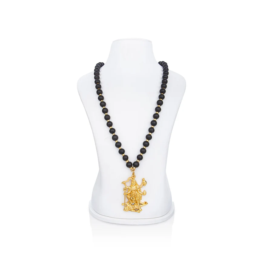 Karungali Mala With Kali Pendant - 22 Inches | 12 mm/ 70 To 75 Beads Ebony Mala/ Ebony Wood Mala for Men & Women