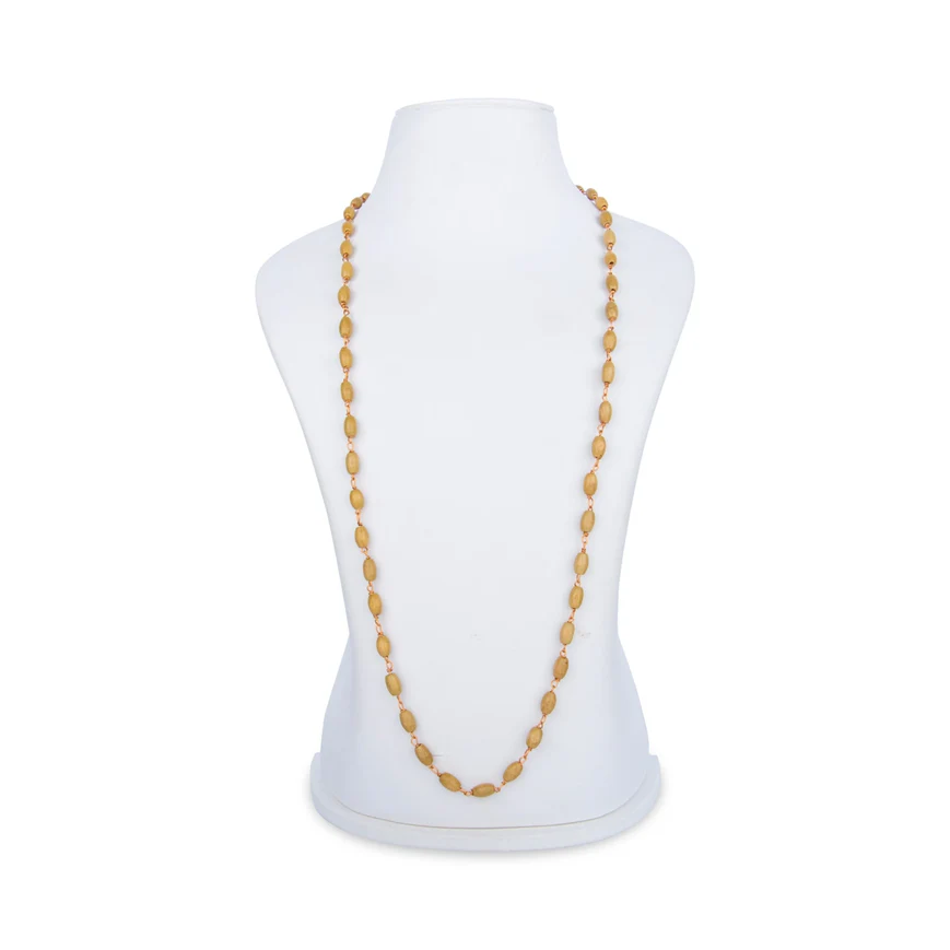 Tulasi Mala With Copper Knot - 19 Inches | 8 mm/ 54 Beads Tulsi Kanthi Mala/ Thulasi Malai for Meditation