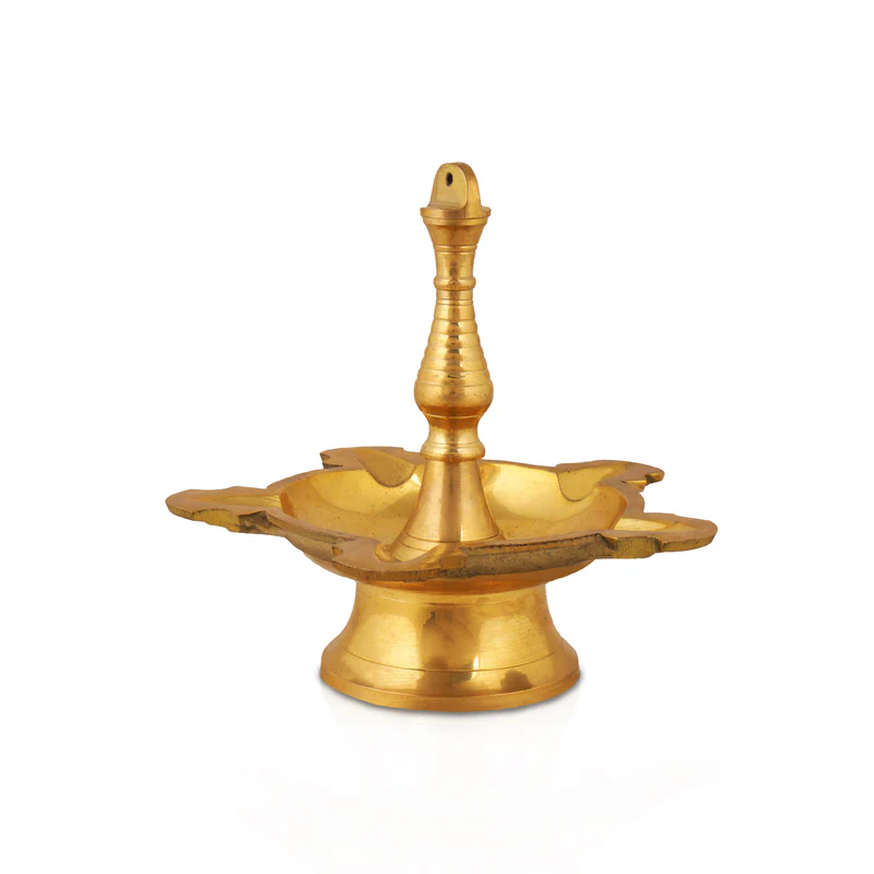 Brass Lamp - 6.75 Inches | Hanging Diya/ Thooku Vilakku/ Latkan Hanging 5 Face Deep for Home
