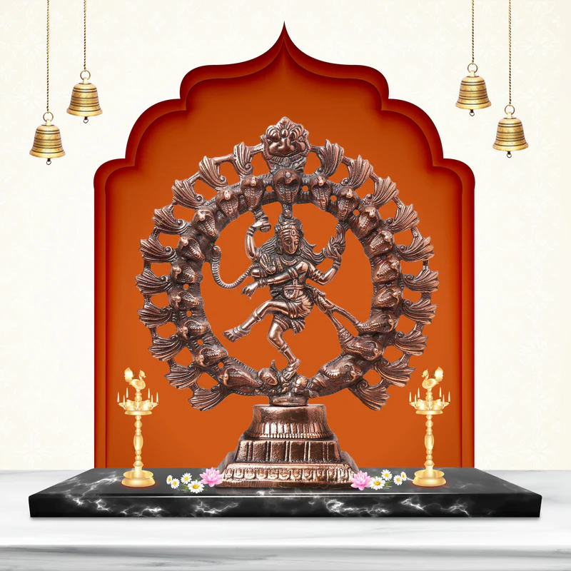 Natraj Murti - 12 x 10 Inches | Copper Oxidised Nataraja Vigraham for Pooja/ 720 Gms Approx