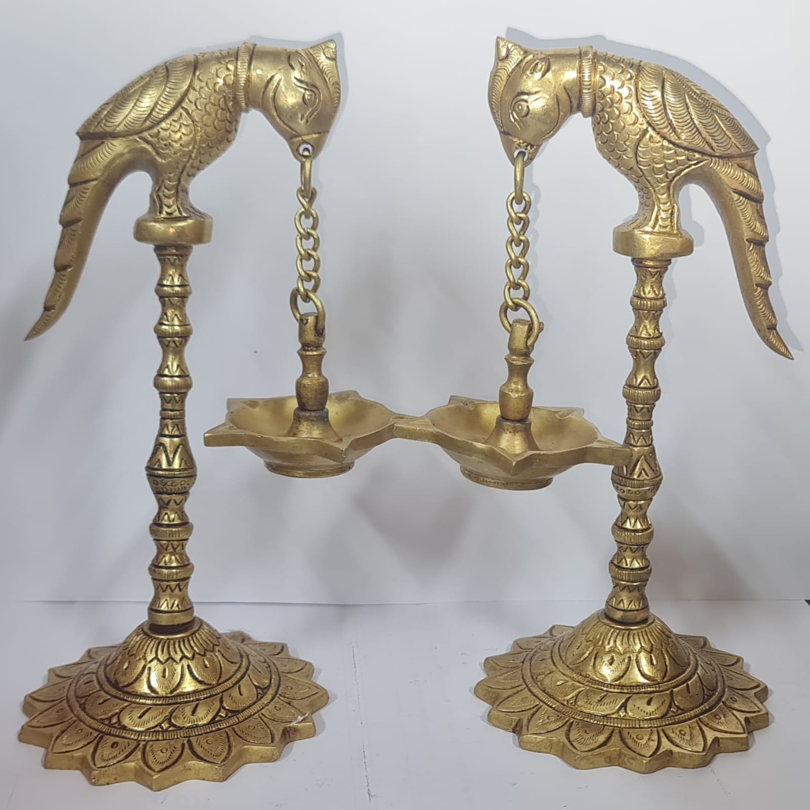 PURE BRASS PEACOCK DIYA PAIR