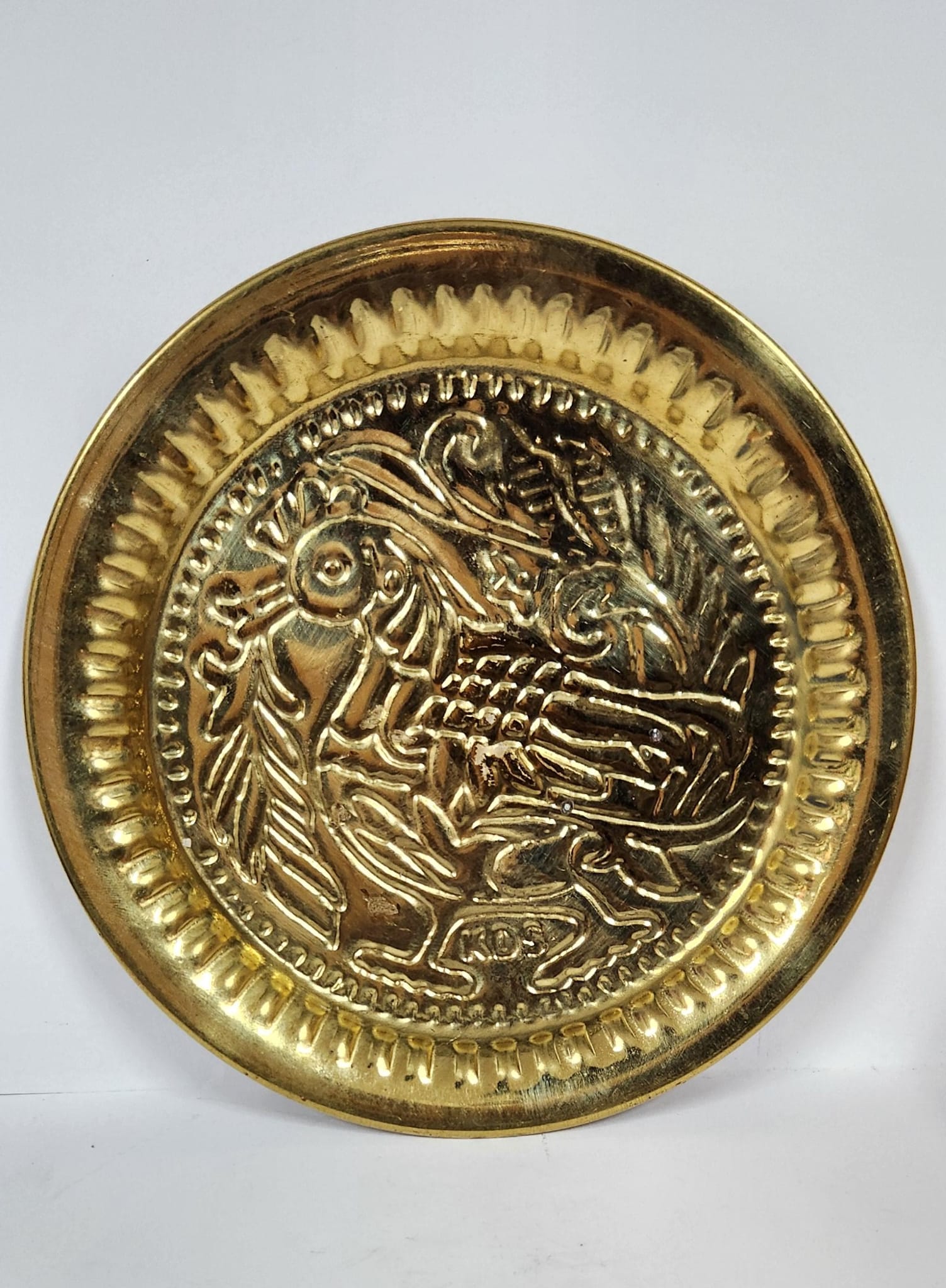 BRASS PEACOCK PUJA THALI (S) -  10.8 cm