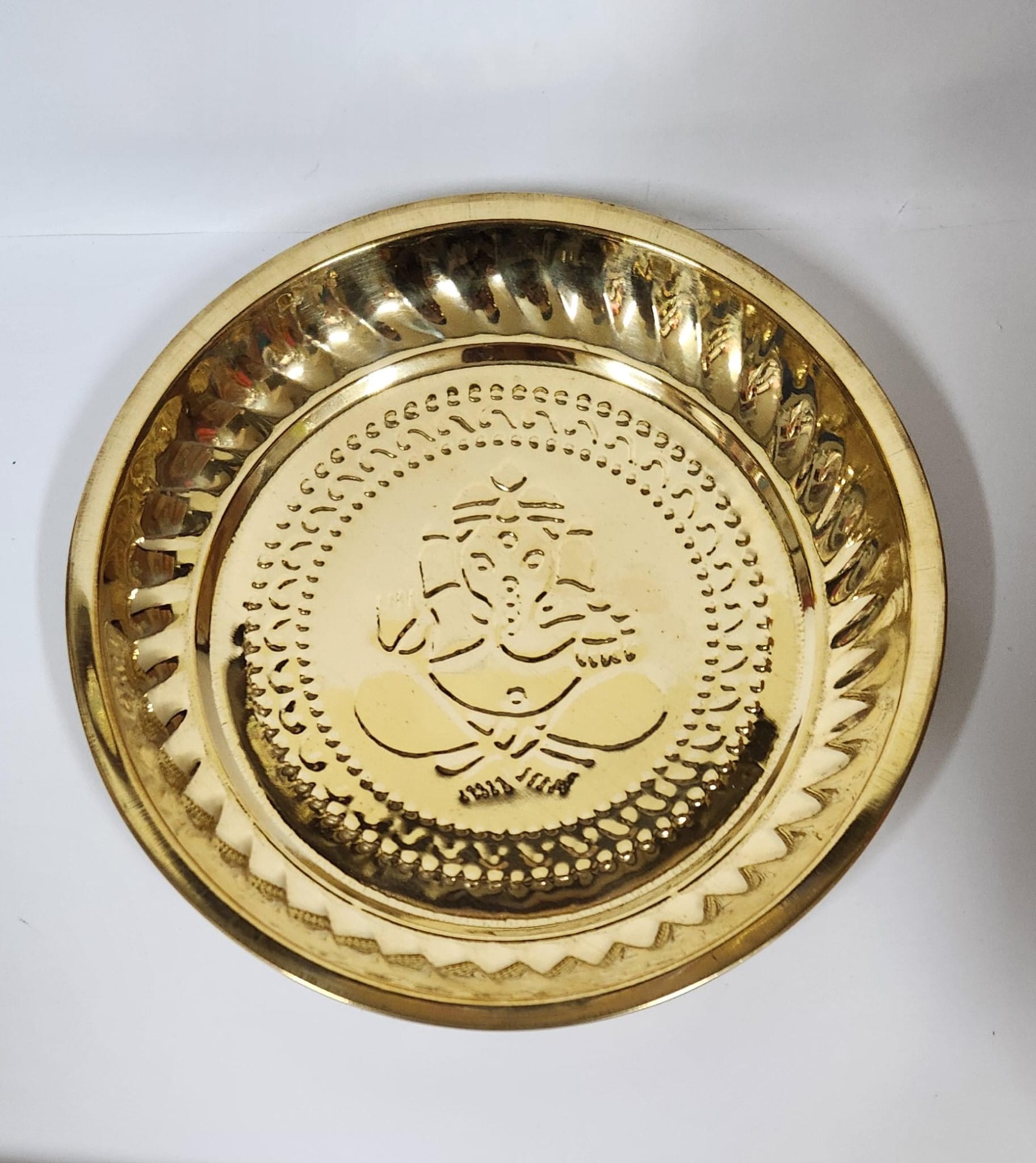 BRASS GANESH PUJA THALI (M) -  10.8 cm