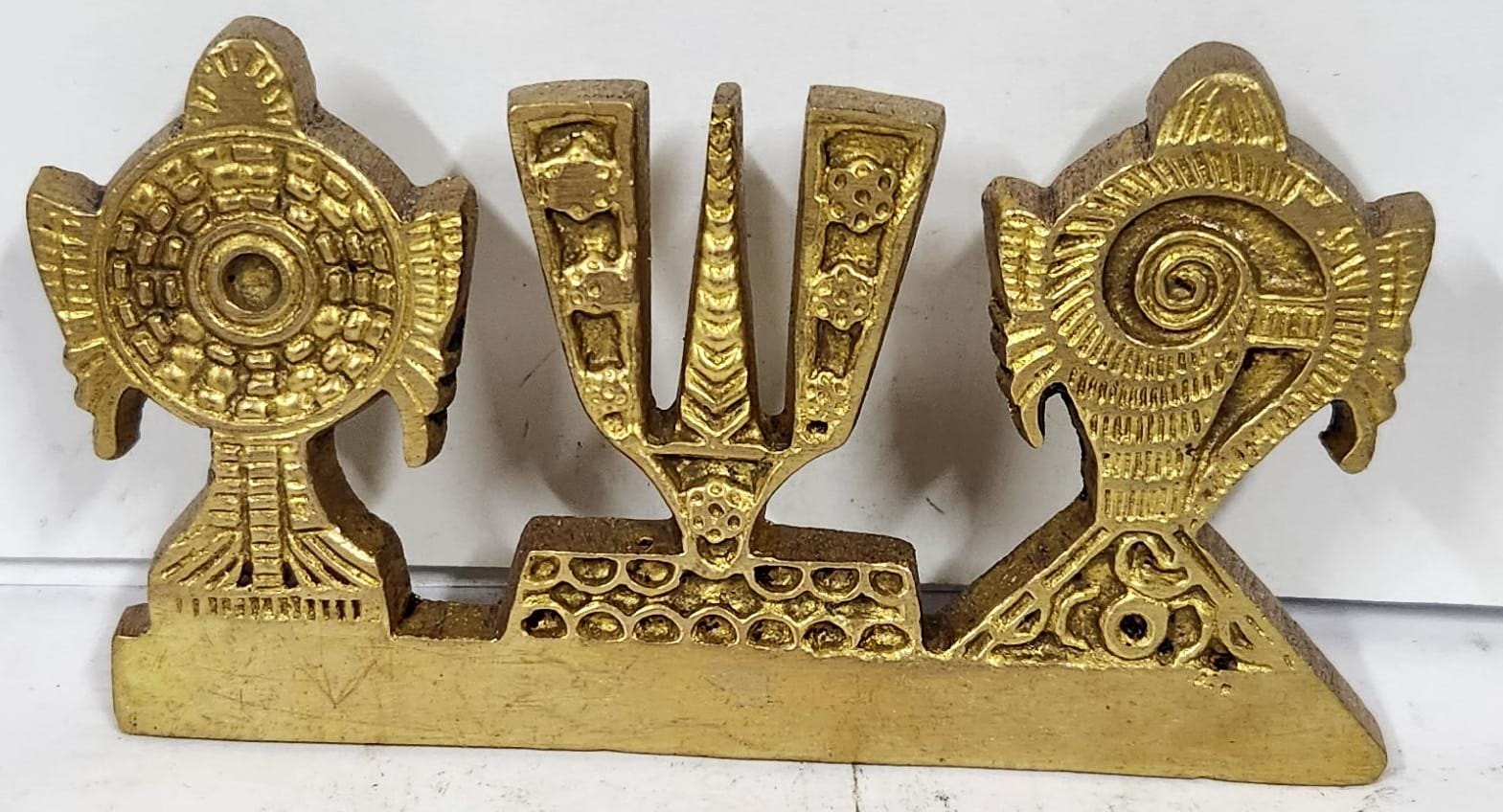 SOLID BRASS SANKH CHAKRA NAMAM - (S) H 10CM