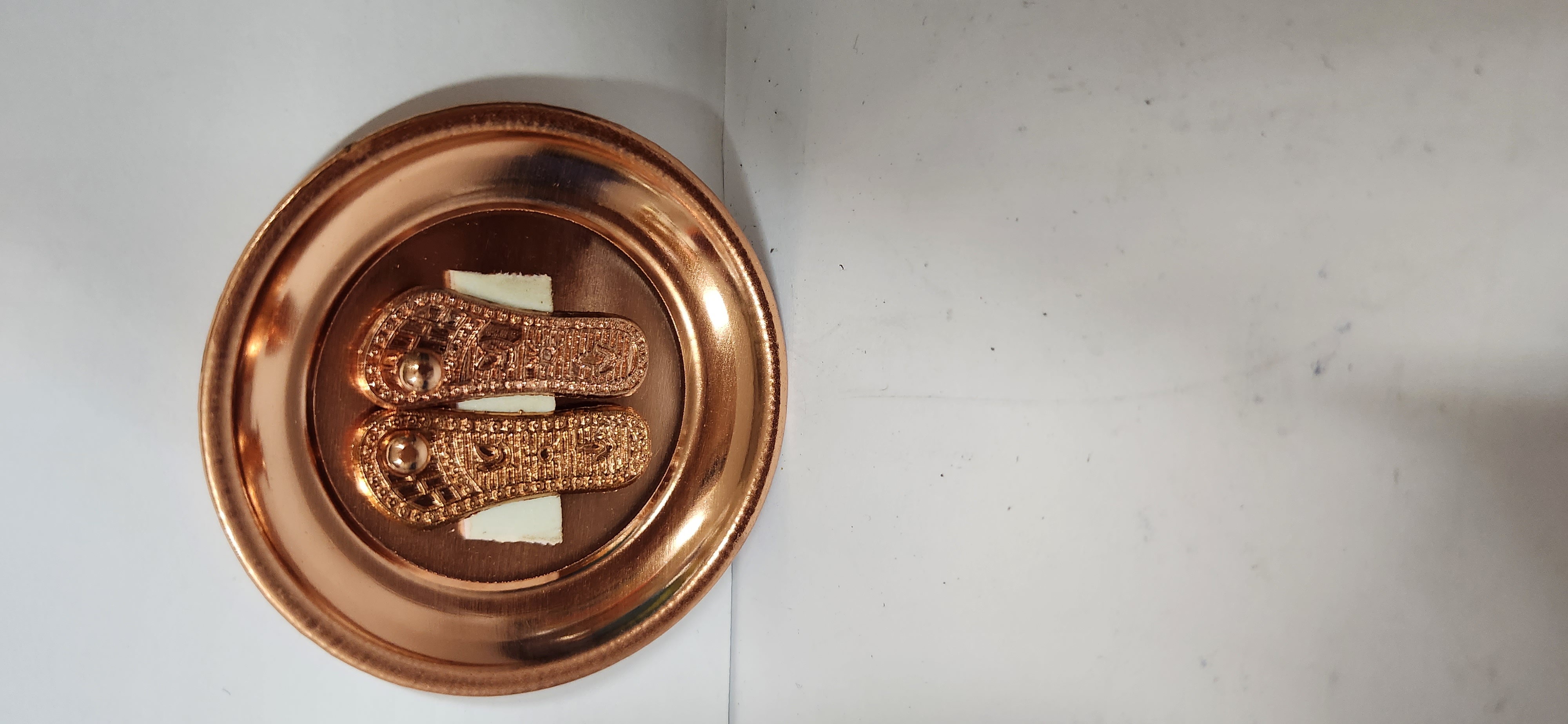 COPPER CHARN PADUKA WITH COPPER PLATE (S) SIZE