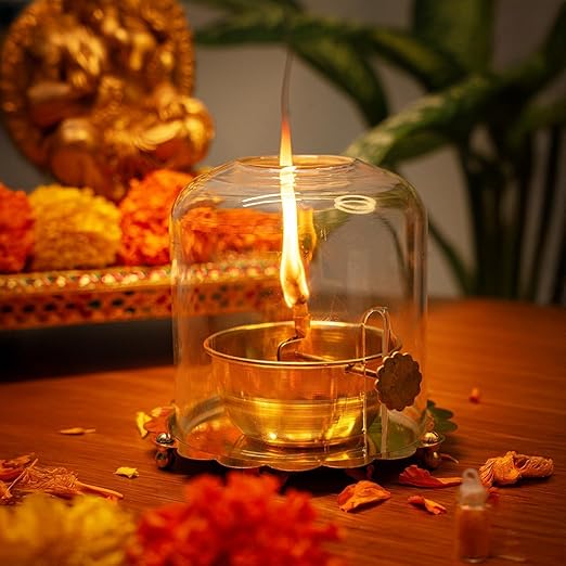 Akhand Diya with adjustable wick - 125 ml Height 4"