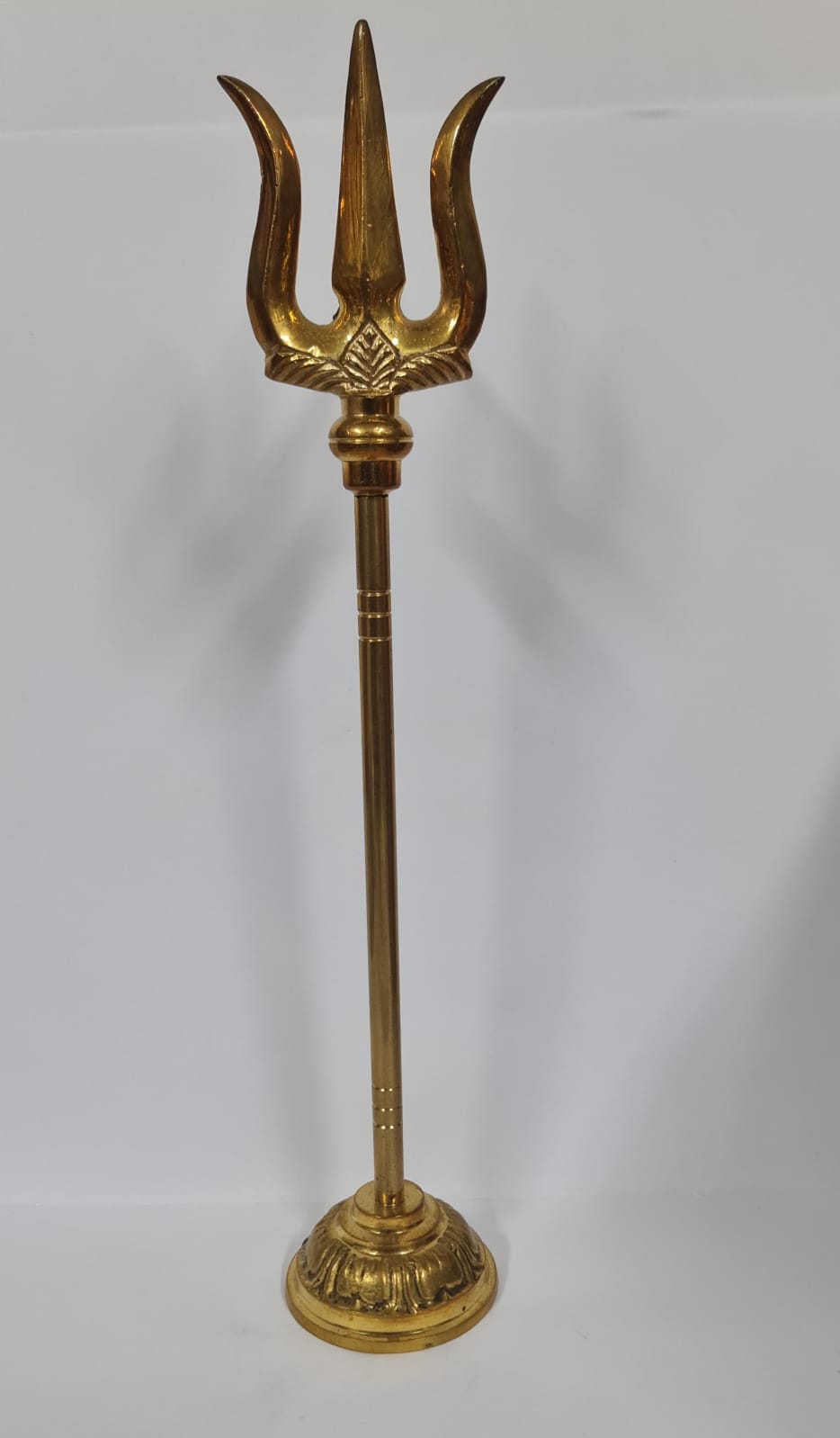 Solid Brass Trishul With Base - Medium - 20.3 CM (H)