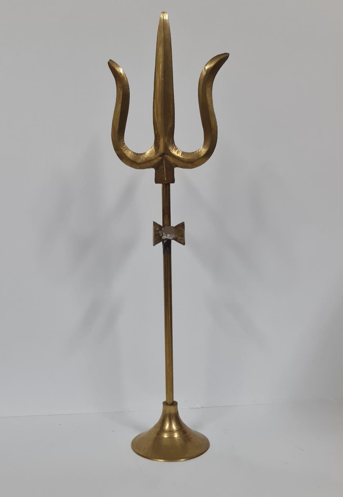 Brass Trishul With Damru - Medium Light Weight - 20 CM (H)