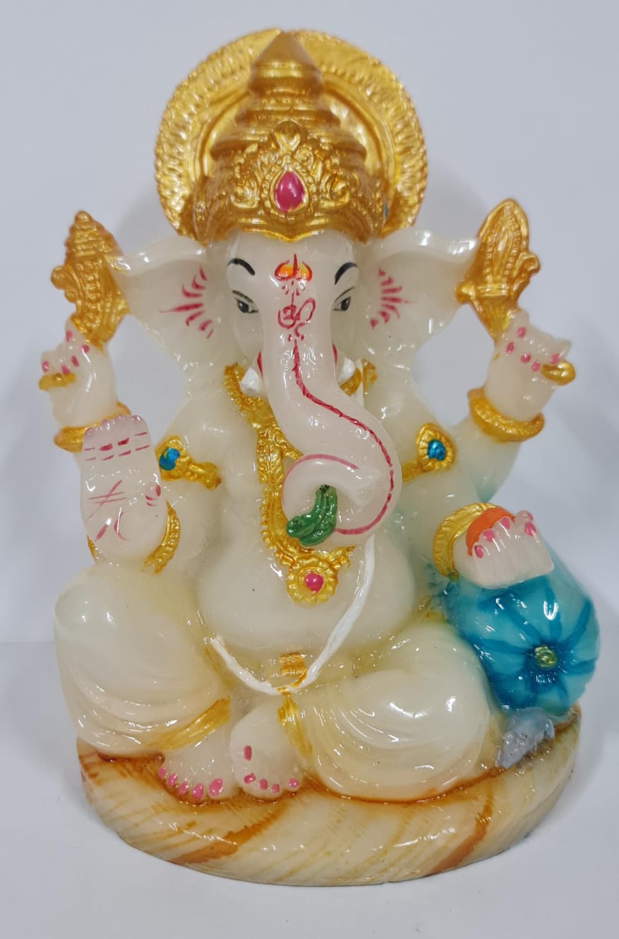 MARBLE DUST GANESHA STATUE - Size (M) - Height 10.6 cm