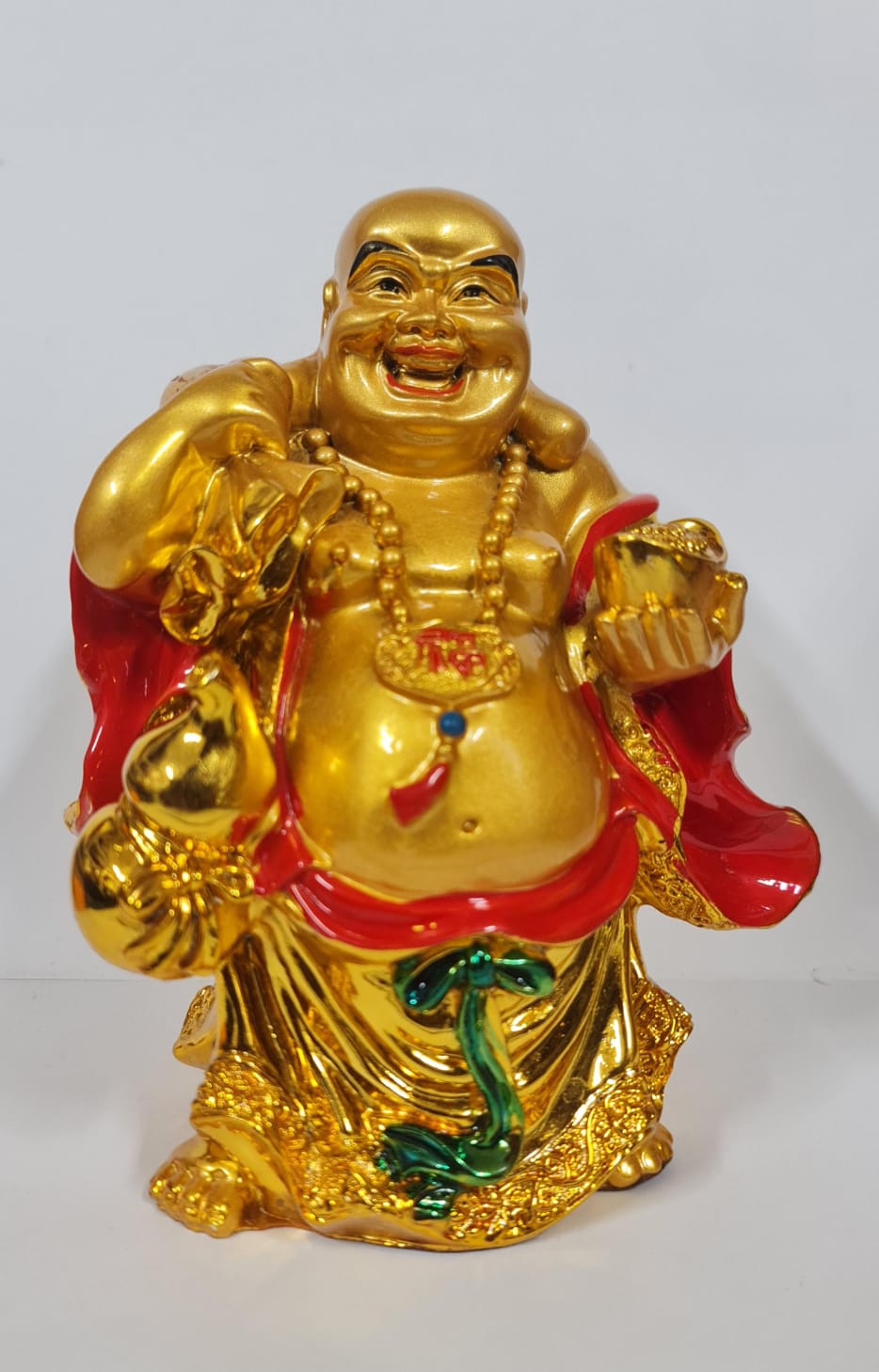 GOLD LAUGHING BUDDHA STATUE - Size (M) - Height 10.7 cm