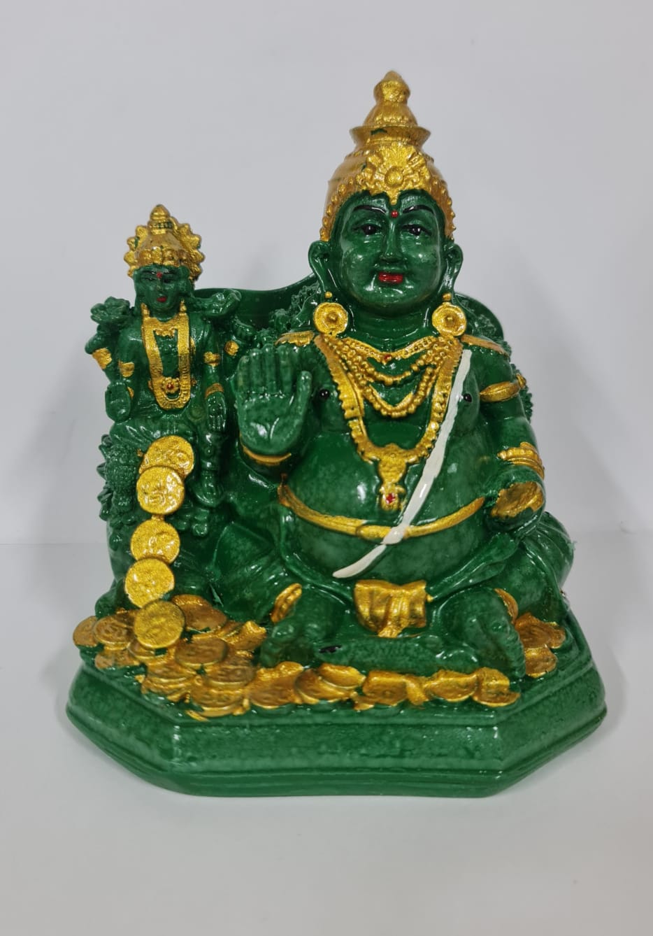 GREEN LAKSHMI KUBER STATUE - Size (M) - Height 10.4 cm